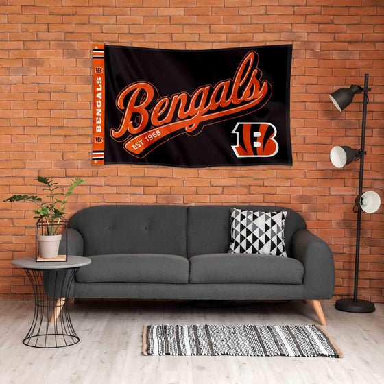 Cincinnati Bengals Script Logo Premium Flag