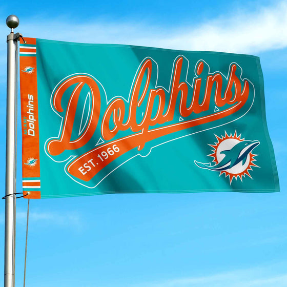 WinCraft Miami Dolphins Script Logo Premium Flag