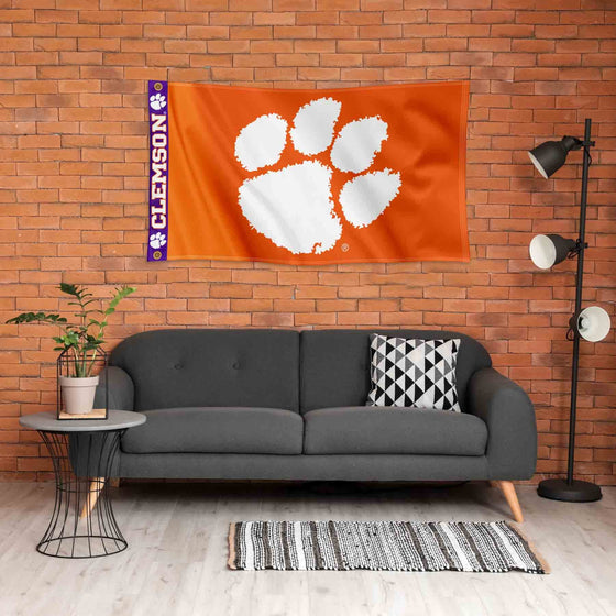 College Flags & Banners Co. Clemson Tigers Printed Header 3x5 Foot Banner Flag