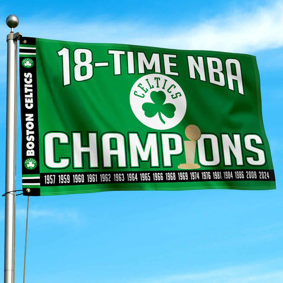 WinCraft Boston Celtics 18 Time NBA Champions Printed Header 3x5 Premium Banner Flag