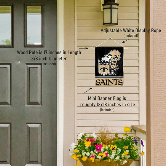 New Orleans Saints Sir Saint Banner Window Wall Hanging Flag with Suction Cup