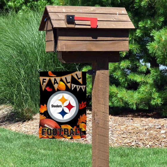 WinCraft Pittsburgh Steelers Fall Leaves Decorative Football Garden Flag Double Sided Banner