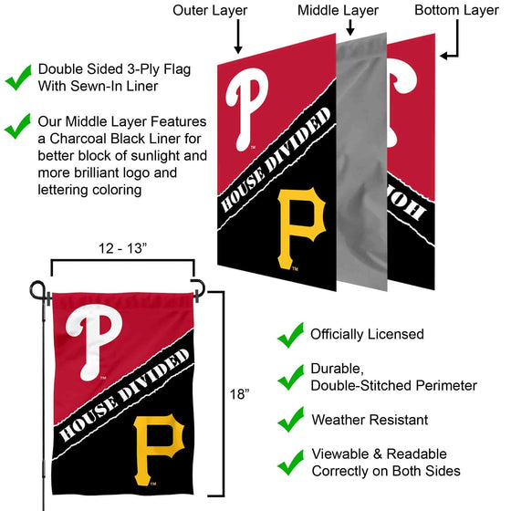 WinCraft House Divided Phillies and Pirates Double Sided Garden Flag