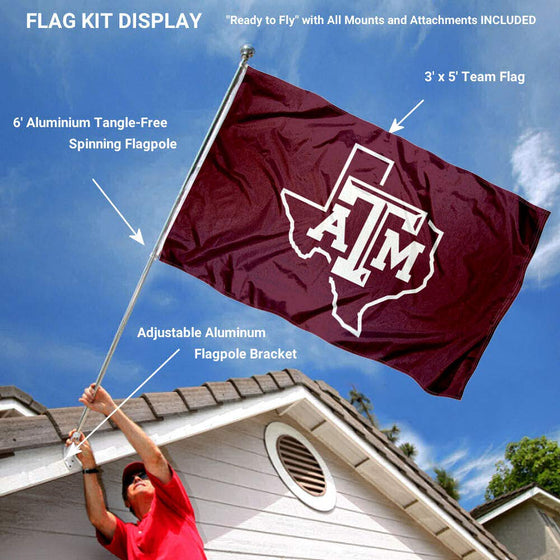 College Flags & Banners Co. Texas A&M Aggies Lone Star Flag with Pole and Bracket Complete Set