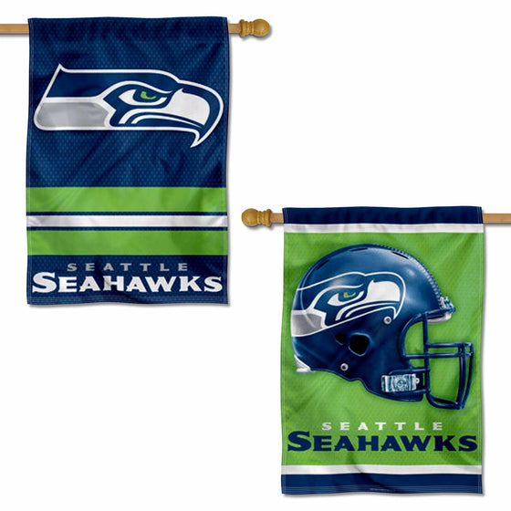 WinCraft Seattle Seahawks Primary and Helmet Double Sided Banner Flag