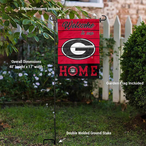 College Flags & Banners Co. Georgia Bulldogs Welcome to Our Home Garden Flag with Stand Holder