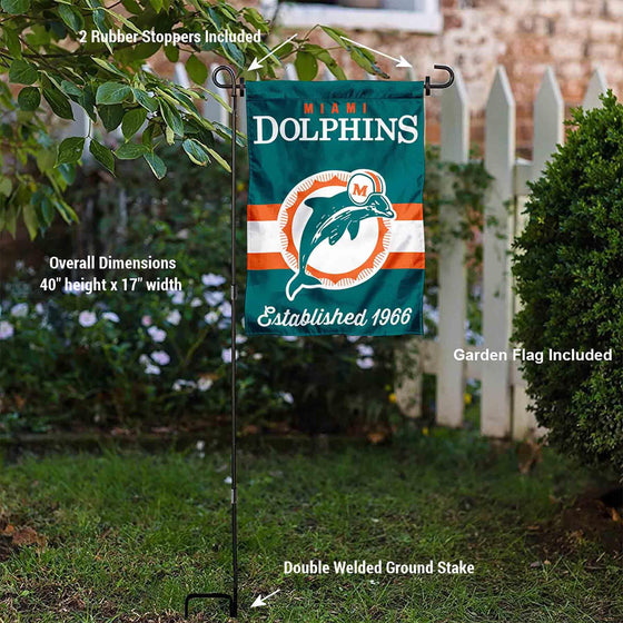 WinCraft Miami Dolphins Throwback Retro Vintage Garden Flag and Flagpole Mount