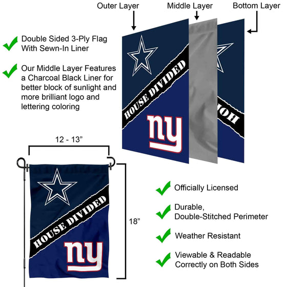 WinCraft House Divided Cowboys and Giants Double Sided Garden Flag