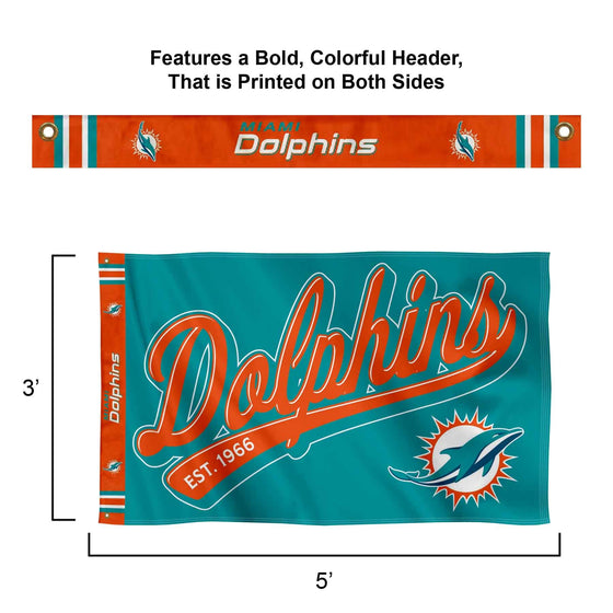 WinCraft Miami Dolphins Script Logo Premium Flag