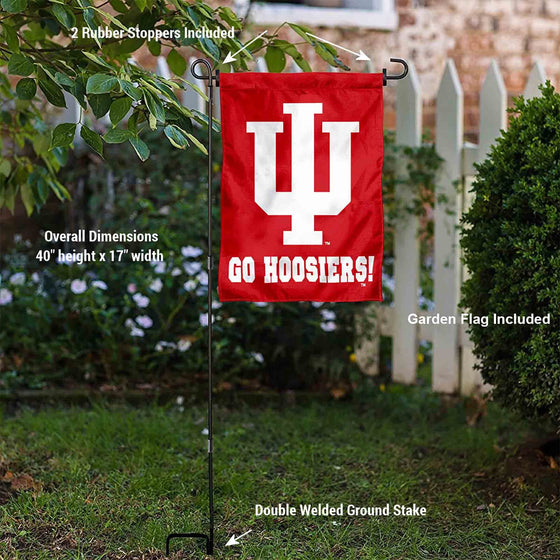 College Flags & Banners Co. Indiana Hoosiers Go Hoosiers Garden Flag with Pole Stand Holder