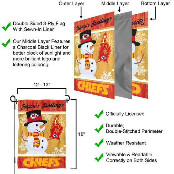 Kansas City Chiefs Holiday Winter Snow Garden Flag Double Sided Banner