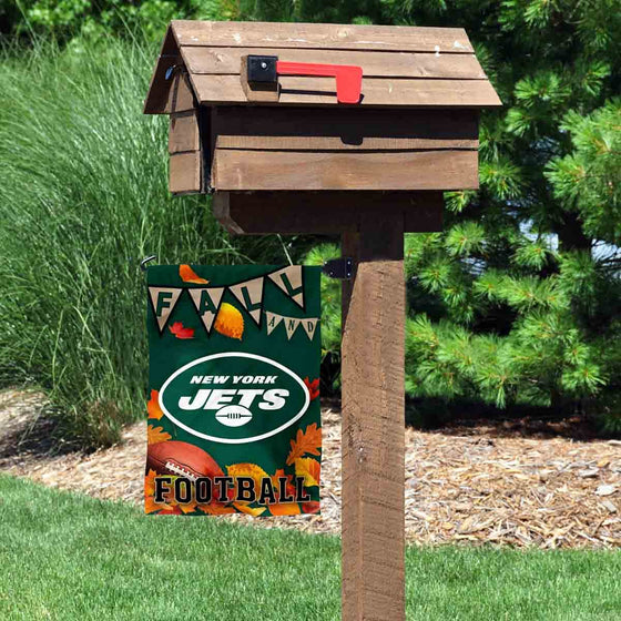 WinCraft New York Jets Fall Leaves Decorative Football Garden Flag Double Sided Banner