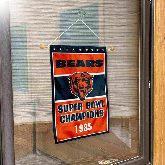 Chicago Bears 1985 Champions Banner Window Wall Hanging Flag with Suction Cup