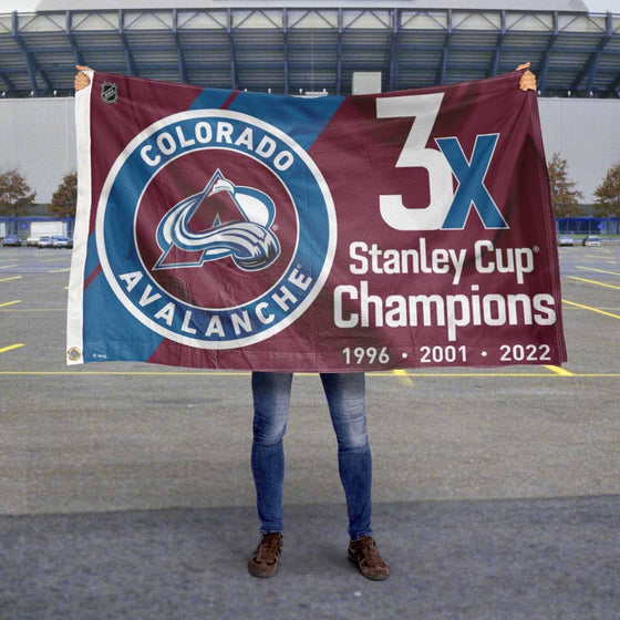 WinCraft Colorado Avalanche 3 Time and 2022 Cup Champions Grommet Flag