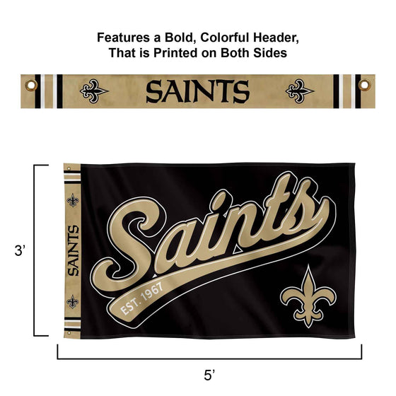 WinCraft New Orleans Saints Script Logo Premium Flag