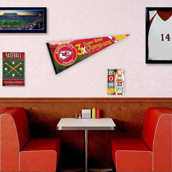 WinCraft Kansas City Chiefs 3 Time Super Bowl Champions Pennant Banner Flag