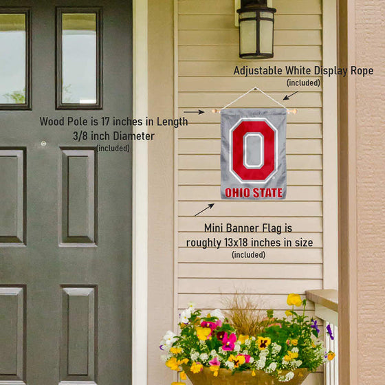 College Flags & Banners Co. Ohio State Buckeyes Block O Gray Banner for Windows Doors and Walls