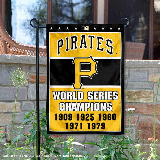 WinCraft Pittsburgh Pirates 5-Time World Series Champions Double Sided Garden Flag