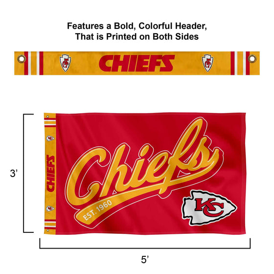 WinCraft Kansas City Chiefs Script Logo Premium Flag