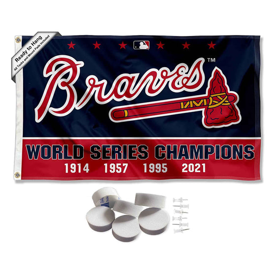 Atlanta Braves 4 Time Champions Banner and Tapestry Wall Tack Pads