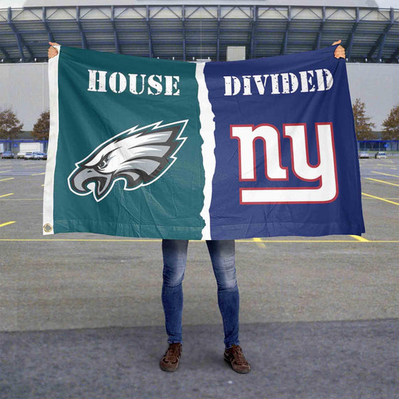 WinCraft Eagles and Giants House Divided Flag Rivalry Banner