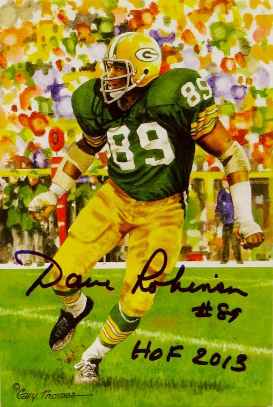 Dave Robinson Signed Packers Goal Line Art Card w/HOF - Jersey Source Auth