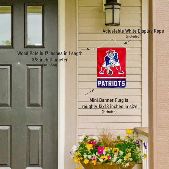 New England Patriots Vintage Pat Patriot Banner Window Wall Hanging Flag with Suction Cup