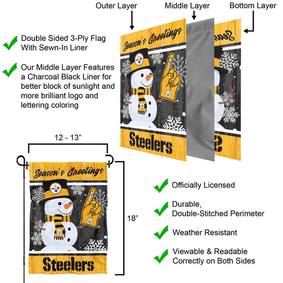 Pittsburgh Steelers Holiday Winter Snow Garden Flag Double Sided Banner