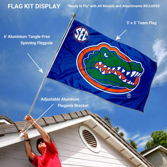 College Flags & Banners Co. Florida Gators SEC Flag with Pole and Bracket Kit