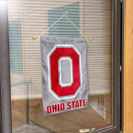 College Flags & Banners Co. Ohio State Buckeyes Block O Gray Banner for Windows Doors and Walls