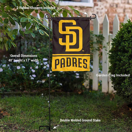 WinCraft San Diego Padres New Logo Garden Flag and Pole Stand Mount