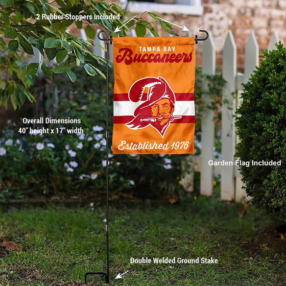 WinCraft Tampa Bay Buccaneers Throwback Retro Vintage Garden Flag and Flagpole Mount