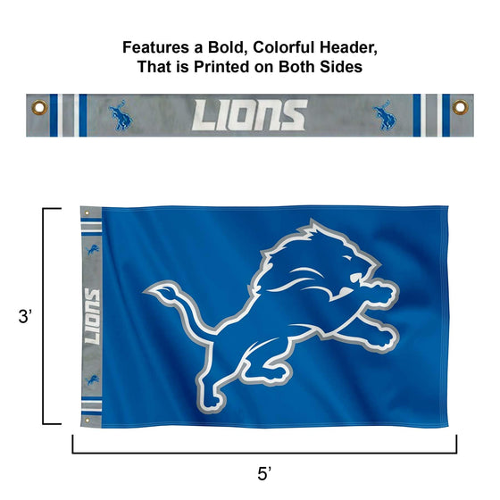 WinCraft Detroit Lions Printed Header 3x5 Foot Banner Flag