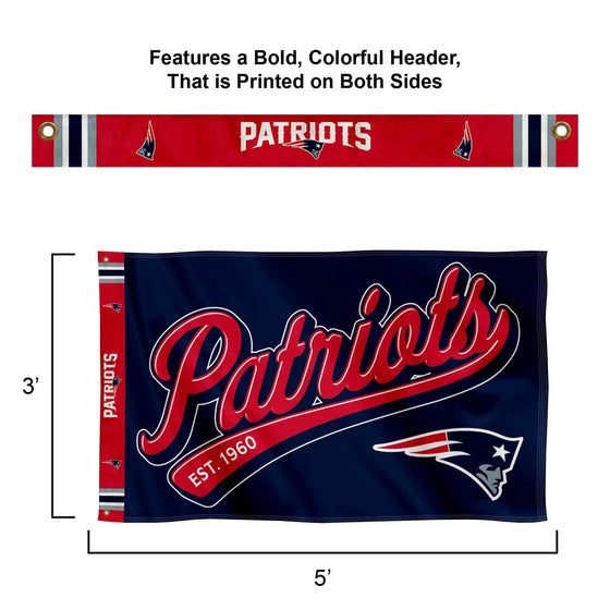 WinCraft New England Patriots Script Logo Premium Flag