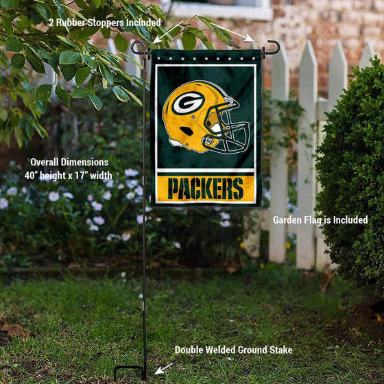 WinCraft Green Bay Packers Football Garden Flag and Pole Stand Holder