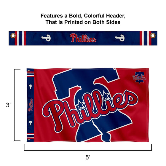 WinCraft Philadelphia Phillies Printed Header Flag 3x5 Banner