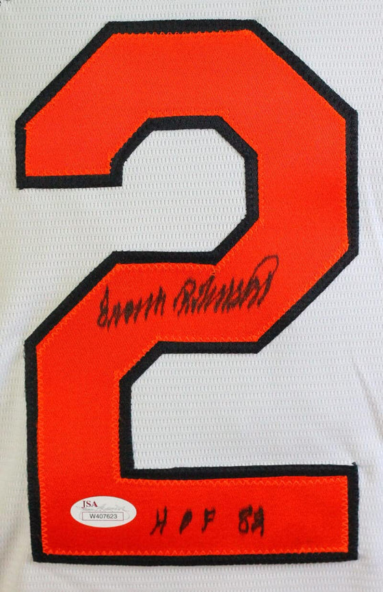 Frank Robinson Autographed Orioles White Majestic Jersey w/HOF - JSA W Auth