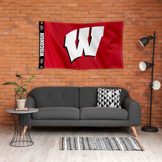 College Flags & Banners Co. Wisconsin Badgers Printed Header 3x5 Foot Banner Flag