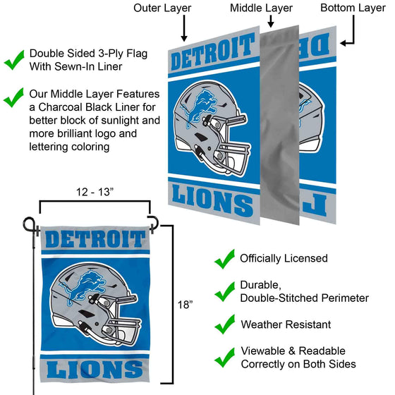 WinCraft Detroit Lions Helmet Double Sided Garden Banner Flag