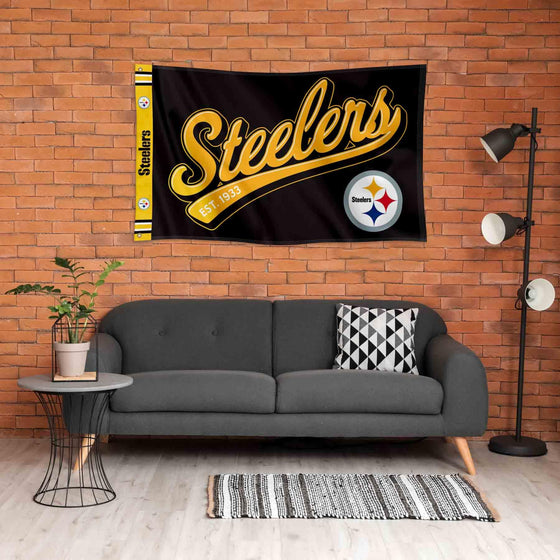 WinCraft Pittsburgh Steelers Script Logo Premium Flag