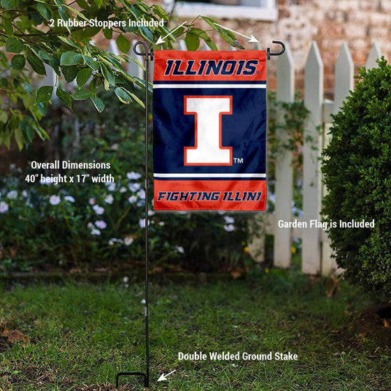 College Flags & Banners Co. Illinois Fighting Illini Garden Flag with Stand Holder