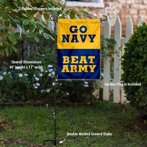 College Flags & Banners Co. US Navy Midshipmen Beat Army Garden Flag with Stand Holder