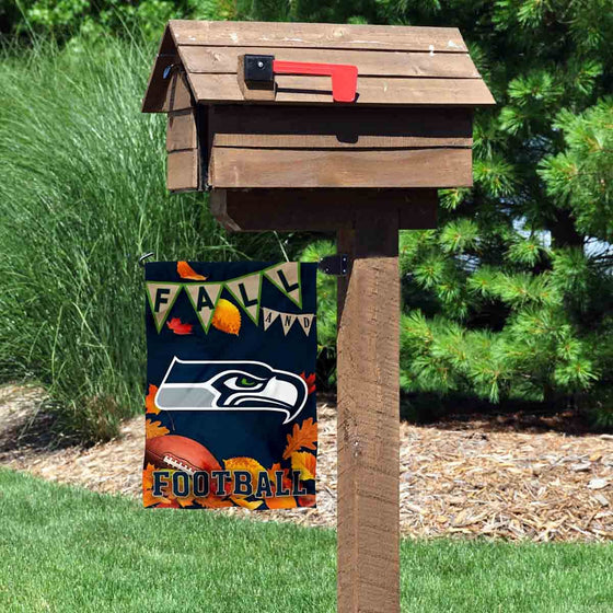 WinCraft Seattle Seahawks Fall Leaves Decorative Football Garden Flag Double Sided Banner