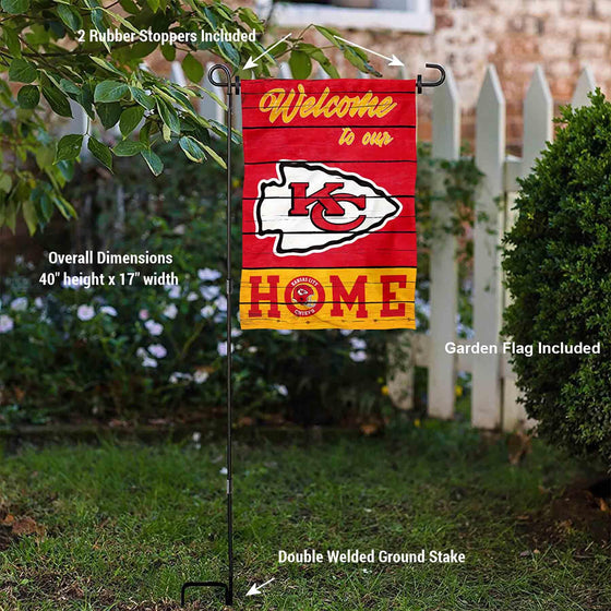 WinCraft Kansas City Chiefs Welcome to Our Home Garden Flag and Flagpole Mount