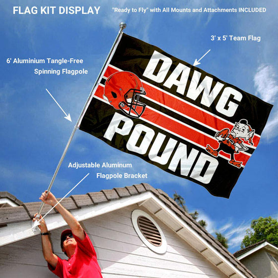 WinCraft Cleveland Browns Dawg Pound Flag Pole and Bracket Mount Kit