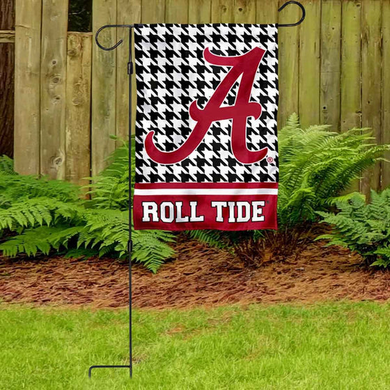 Alabama Crimson Tide Houndstooth Pattern Garden Banner Flag with Stand Pole Holder