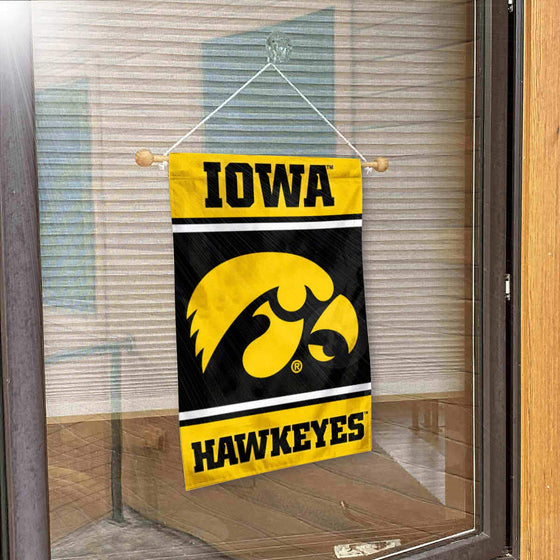 College Flags & Banners Co. Iowa Hawkeyes Window Wall Banner Hanging Flag with Suction Cup