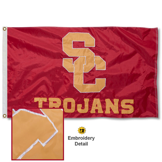 College Flags & Banners Co. USC Trojans Embroidered and Stitched Nylon Flag