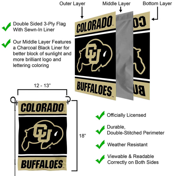 College Flags & Banners Co. Colorado Buffaloes Garden Flag