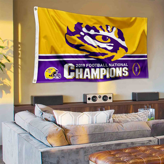 College Flags & Banners Co. Louisiana State LSU Tigers 2019 2020 Football National Champions Flag